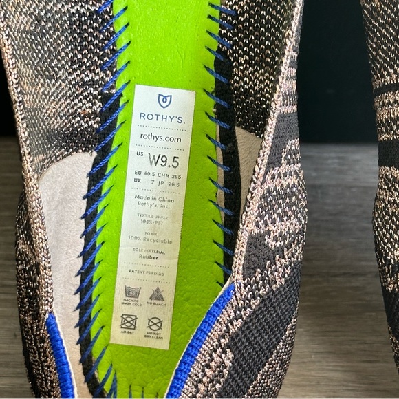 Rothy's The Point Women's Size 9.5 US Golden Shimmer Pointy Slip on Flat Shoes - Picture 5 of 8